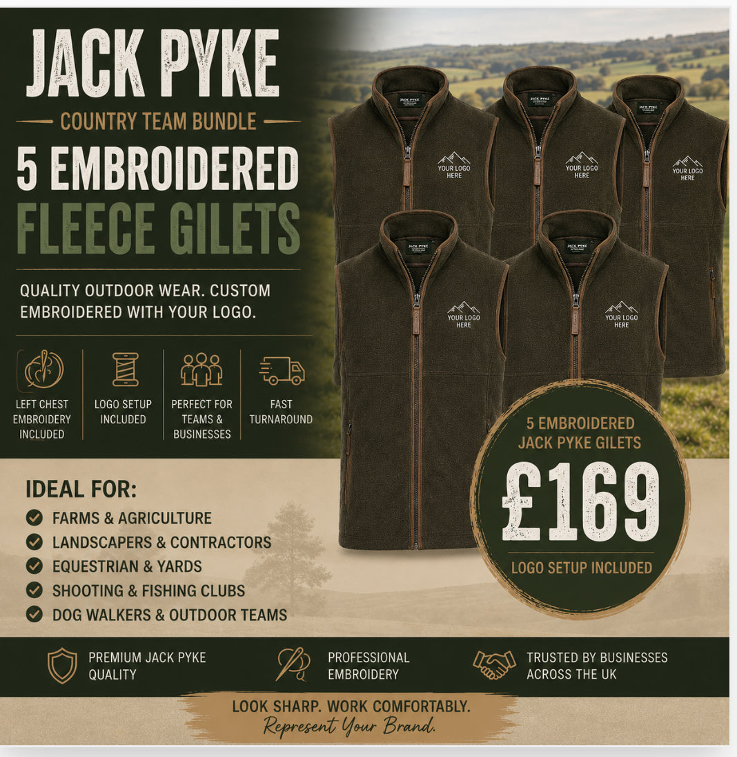 Jack Pyke Countryman Gilets x5 - with logo embroidery.