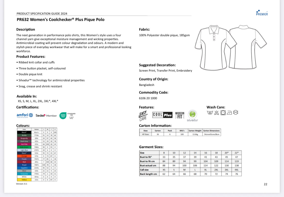 50 Premier Embroidered Polo Shirt Bundle | Men’s & Women’s Workwear Polos